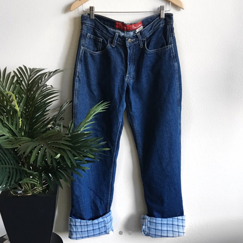 Super Cool Vintage Mom Jeans With Plaid Insulation